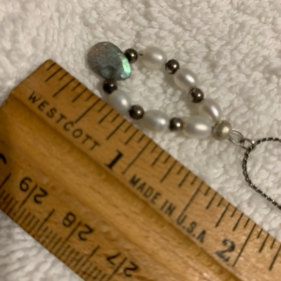 Labradorite Pearl Drop SS Earrings/Pendant Set - Picture 5 of 6